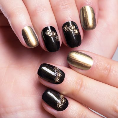Beautiful woman's nails with beautiful creative manicure